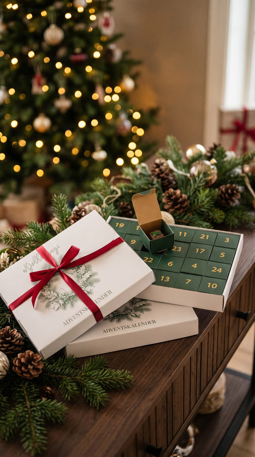Håndlaget eksklusiv adventskalender -24 dager med sjokolademagi