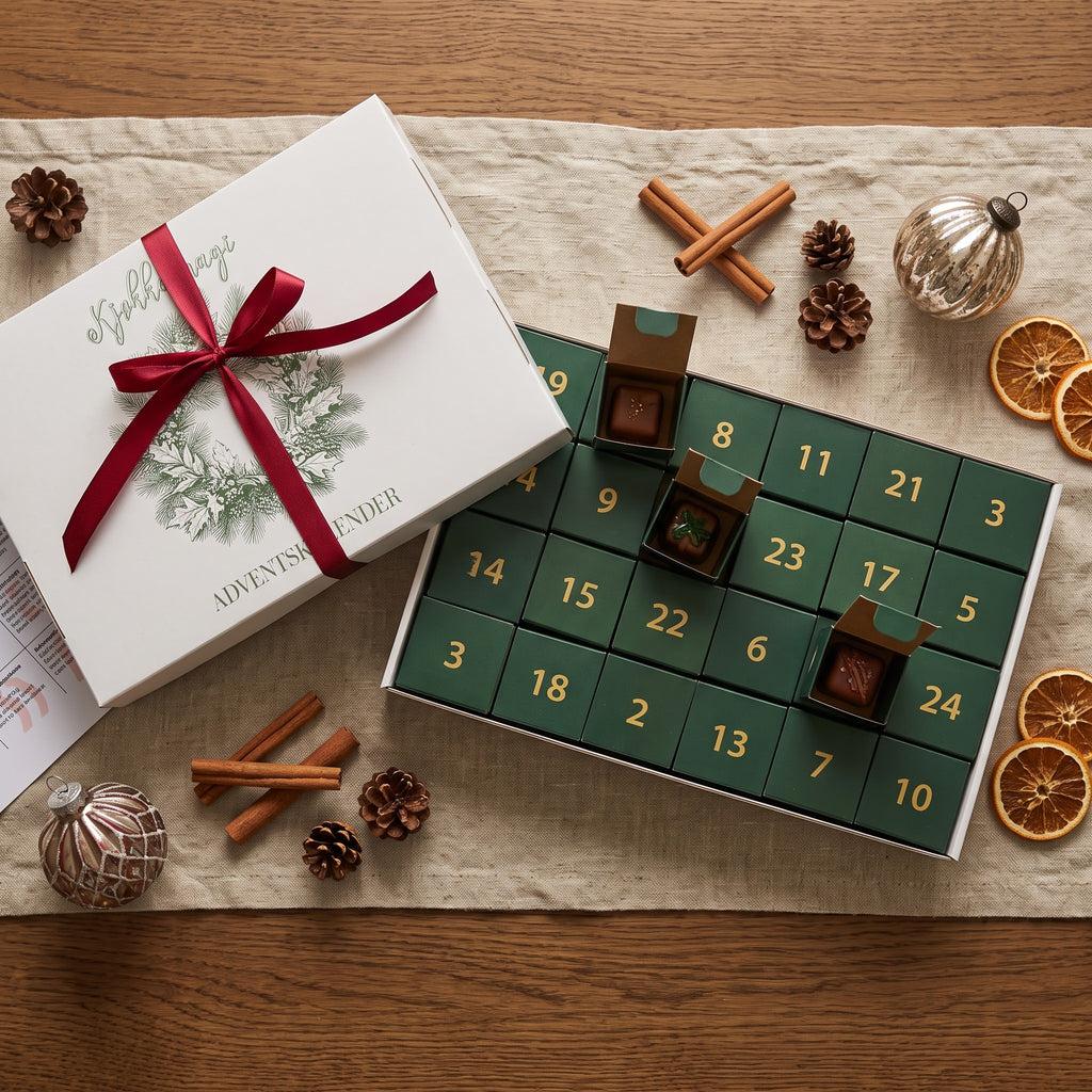 Håndlaget eksklusiv adventskalender -24 dager med sjokolademagi